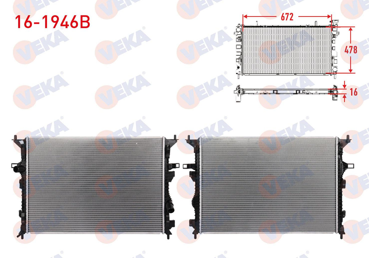 Veka 16-1946B Su Radiator Brazing Ford Focus A-T 2018 — Radiators & Fans