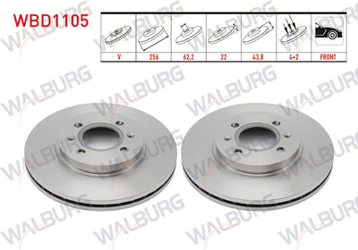 WALBURG WBD1105 Brake Disc Front Air 4 Bjn 256X22x62,1X43 — Brake Rotors & Drums