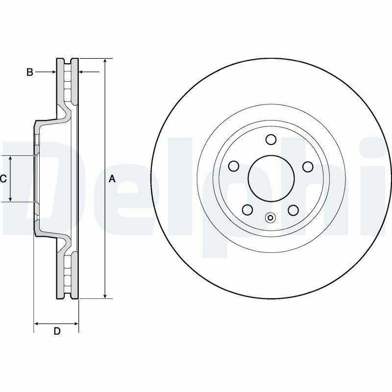 Delphi BG9173C Disc Brake - Ventilated Front Disc for Audi A6 2.0 TFSI, 3.0 TDI — Brake Rotors & Drums