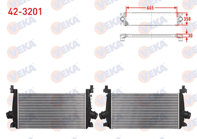 Veka 42-3201 Turbo Radiator (Intercooler) Opel Astra J 1.3 CDTi 2009-2016 — Radiators & Fans