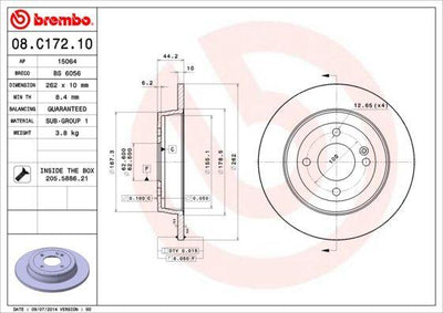 Brembo 08.C172.10 Brake Disc Rear i20 Accent Blue 14 Set of 2
