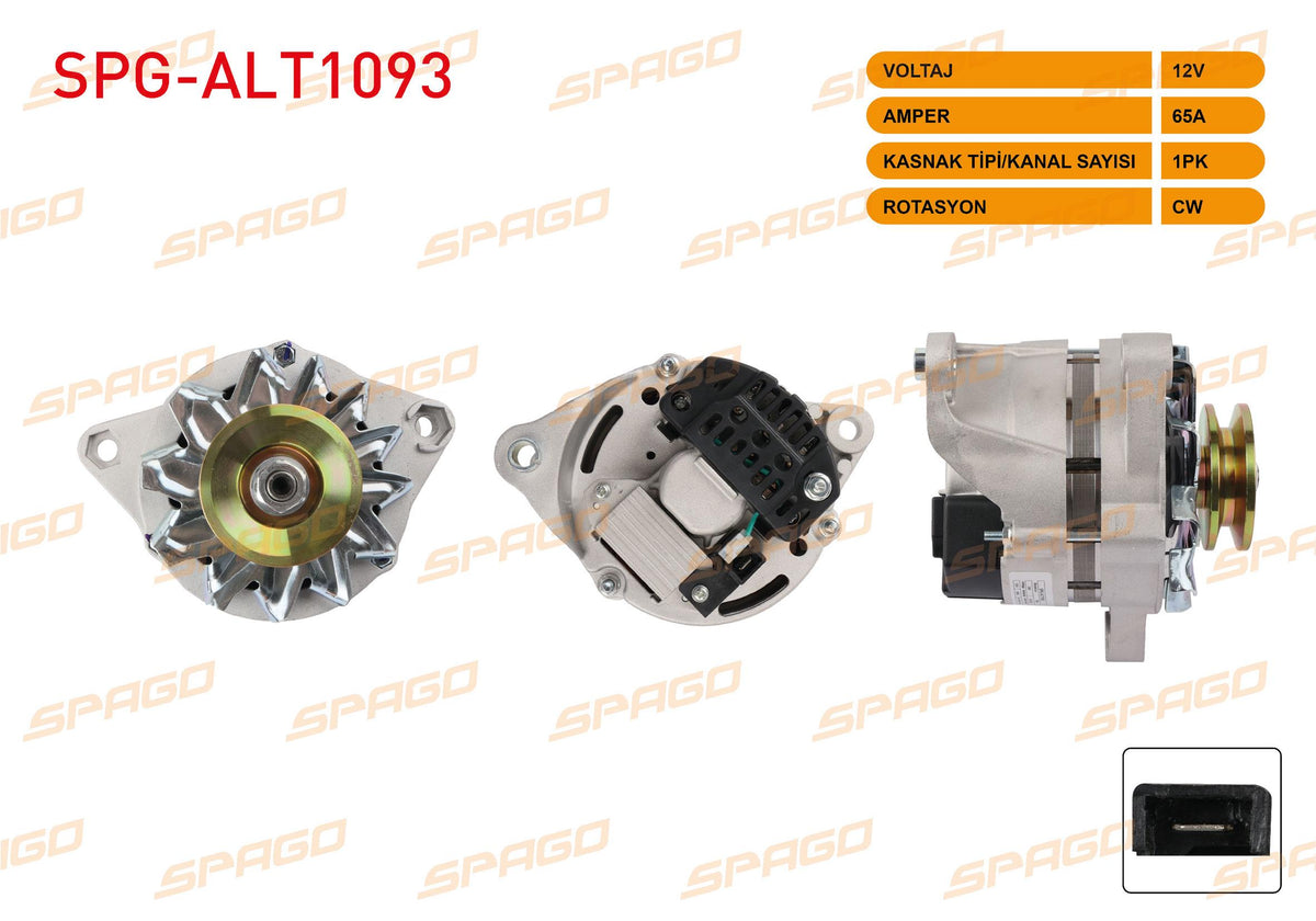 SPAGO SPG-ALT1093 Alternator 12V 65A 1Pk (Alt481) Dogan SLX 93-/ Sahin 94-/ Tempra-Tipo-Uno — Starting & Charging
