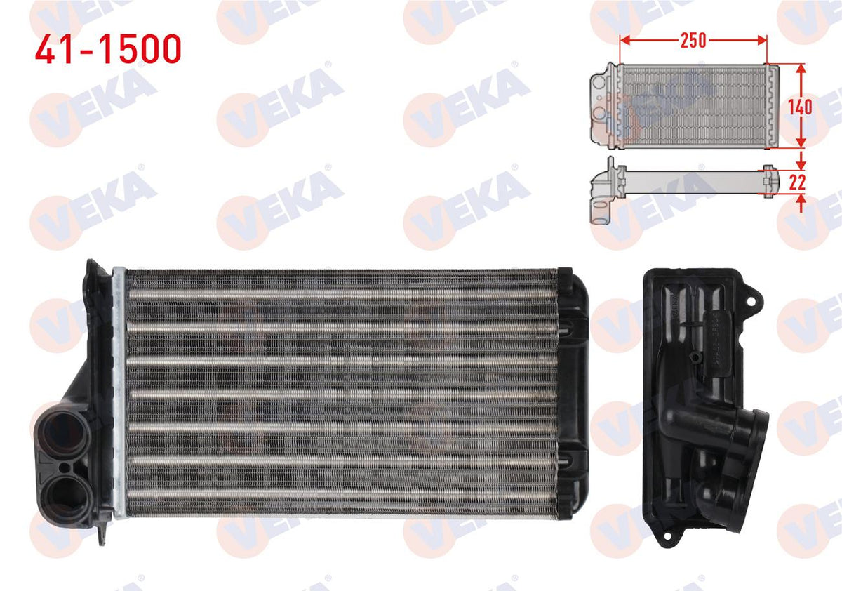 Veka 41-1500 Heater Core Mechanical Citroen C3 (Fc) 1.4 HDi 2002-2009 — Heater & Blower