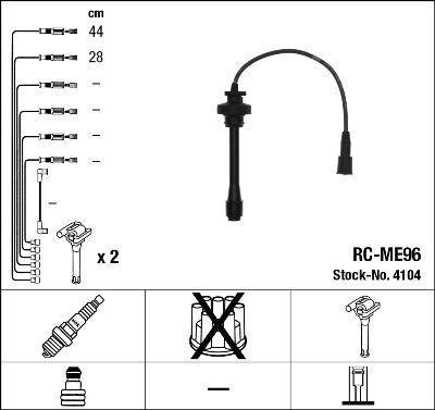 NGK 4104 Spark Plug Cable Set (2-Piece) - Reliable Ignition for Mitsubishi & Lancer — Coils & Plugs