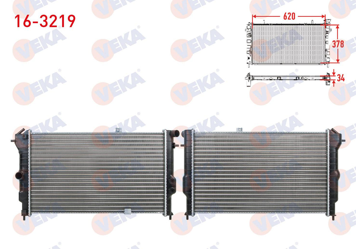 Veka 16-3219 Su Radiator Mechanical Opel Vectra A 1.6 M-T 1989-1995