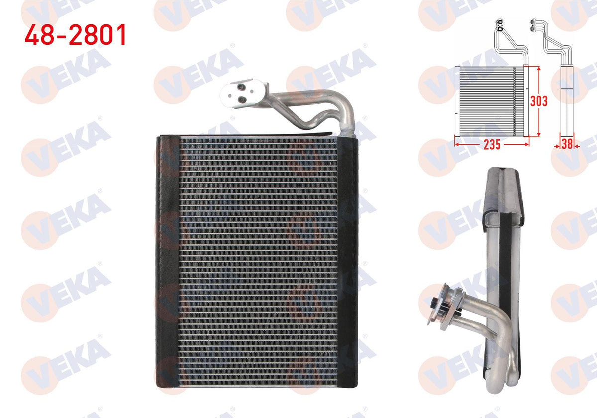 Veka 48-2801 A/C Evaporator Borulu 303X235x38 Mercedes C (W204) 2008-2014 / CLS (C218) 2011-2017 / — Condensers & Evaporators
