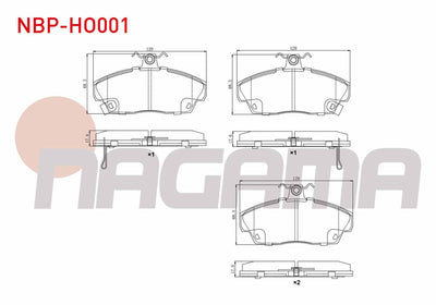 NAGAMA NBP-HO001 Brake Pad Front with Wear Indicator Honda Euro Civic 1991-2005 / Rover 214 1995-2000 / 416 1995-2000 / Gas Gazelle 2012-/ Tata Telcolıne 1999-2007