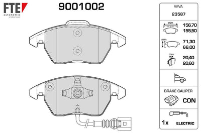 Fte 9001002 Front Brake Pad. Golf V-Caddy-Passat… — Brake Pads