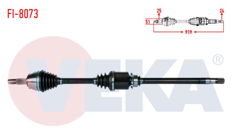 Veka Peugeot Bipper 1.3 HDi Front Right Axle — Axles, CV Joints & Boots
