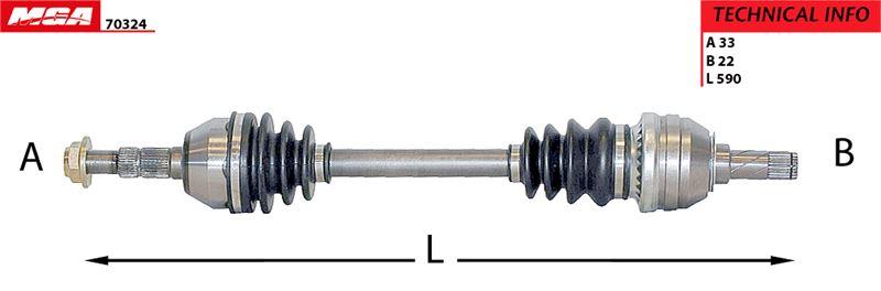 MGA 70324 Axle Complete Left-(Opel: Astra H 04 > > 1.4-1.6) (Eskı No: 14-02200106) — Axles, CV Joints & Boots