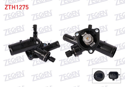 Zegen ZTH1275 Thermostat Complete Pair with Switch Plastic 108 °C Renault Clio III 1.2i 16V 2005-20 — Water Pump & Thermostat