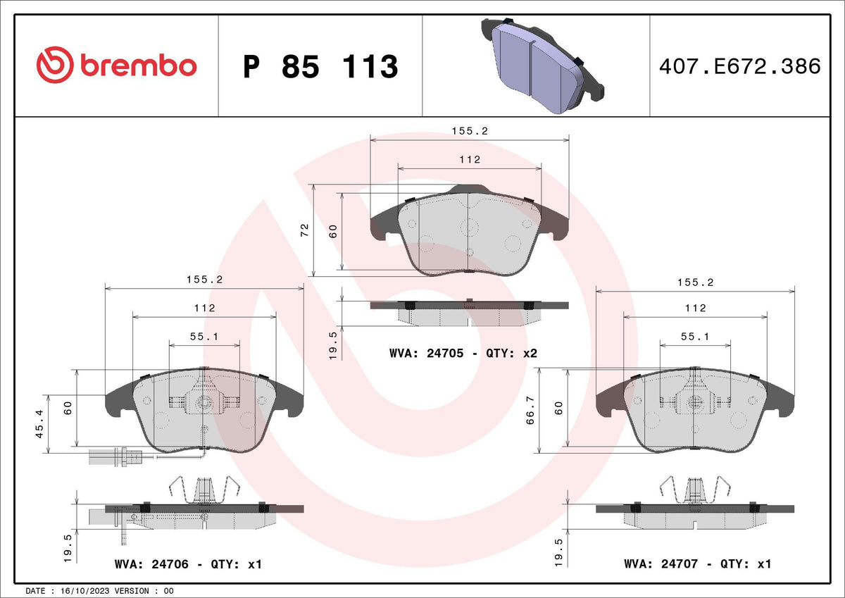 Brembo P85113 Brake Pad Front Audi A4 A5 08-16 — Brake Pads