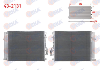 Veka 43-2131 A/C Condenser Hyundai Santa Fe (Cm) 2.0 CRDi 2006-2012 — Condensers & Evaporators