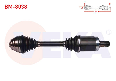 Veka BM-8038 Complete Axle Left Front BMW X1 (E84) 2.0 D xDrive A-T / M-T Length 500 mm 2011 — Axles, CV Joints & Boots