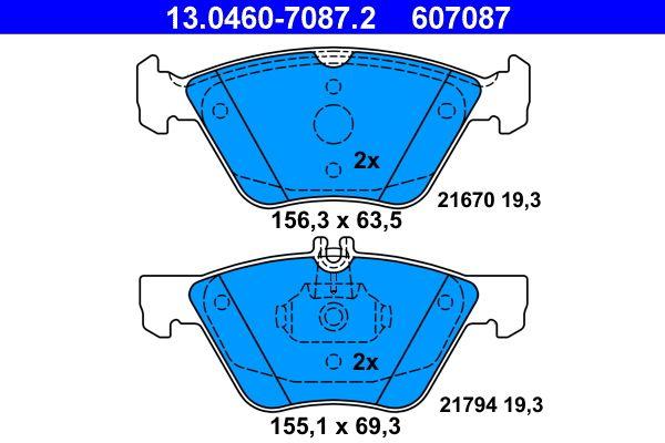 ATE 13.0460-7087.2 Brake Pad Front C208 97 > 02 A208 98 > 02 W210 97 > 02 W211 03 > 08 S211 03 > 09 — Brake Pads