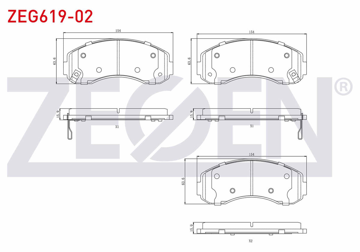 Zegen ZEG619-02 Brake Pad Front with Wear Indicator Kia K2500 2.5 D 2003-/ Bongo K2500 2.4 D 2003-/ Bongo K2500 — Brake Pads