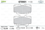 VALEO 670951 Front Brake Pads for Hilux Pickup