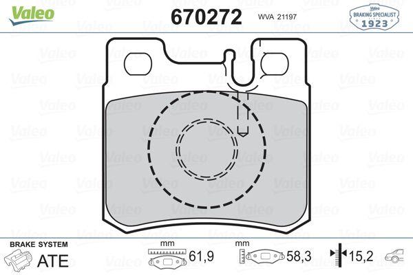 Valeo 670272 Brake Pad Rear Mercedes E Series W210 Pair with Pin — Brake Pads