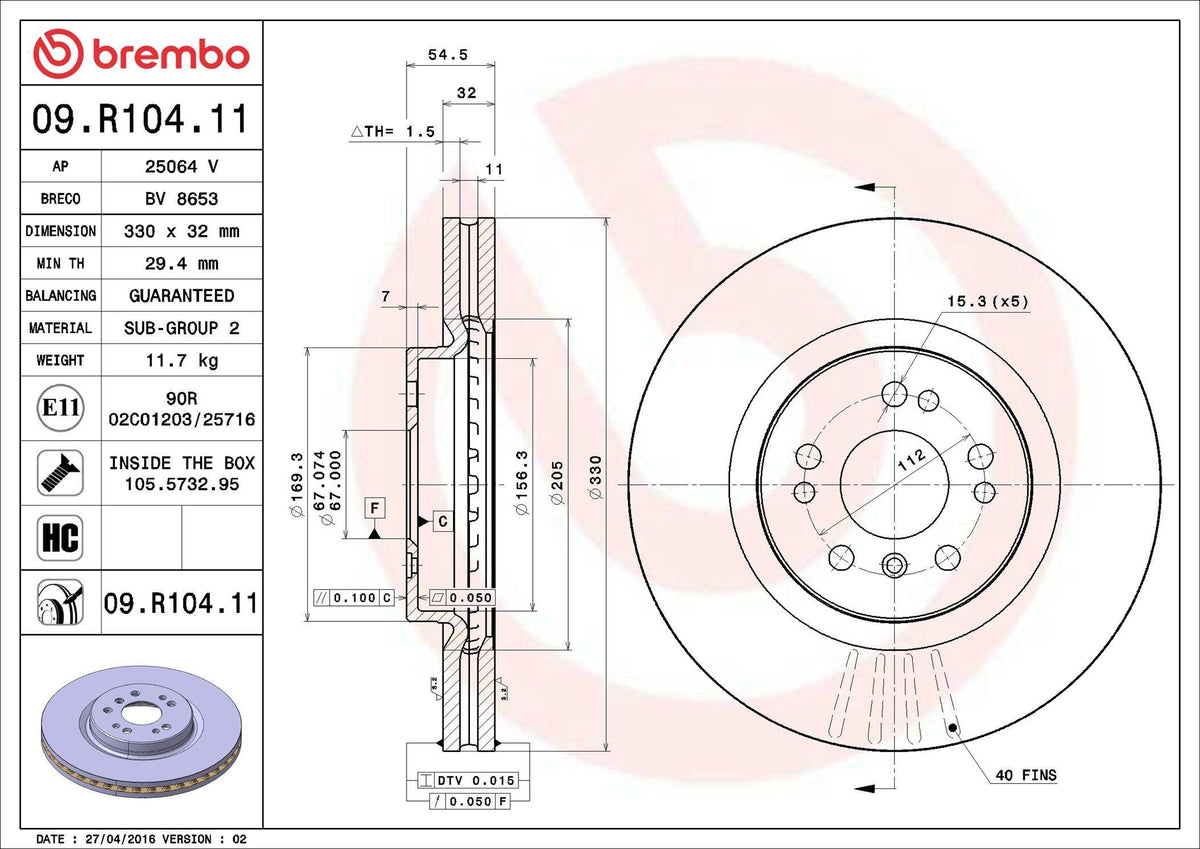 Brembo 09R10411 Brake Disc Front 4-Matic Mercedes W166 C292 W251 — Brake Rotors & Drums
