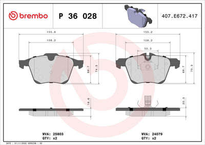 Brembo P36028 Brake Pad Front Jaguar F-Type — Brake Pads