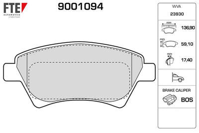 Fte 9001094 Front Brake Pad Megane II Scenic II 1.4 / 1,5 dCi 1.6 1.9 2.0 Kangoo 19Dci 01 — Brake Pads