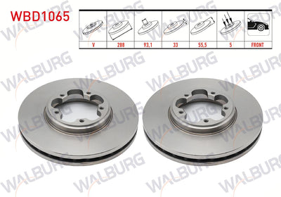 WALBURG WBD1065 Brake Disc Front Air 5 Bjn 288X33x93,1X55 — Brake Rotors & Drums