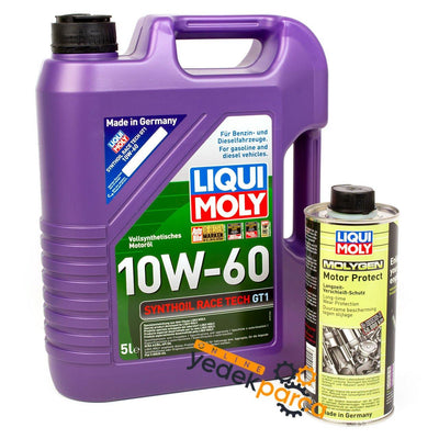 LIQUI MOLY 10W-60 Motor Oil Synthoil Race Tech GT1 5 Litre (8909) + Molygen Motor Prote — Auto Parts Hall, Fluids & Chemicals