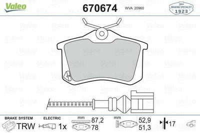 VALEO 670674 Brake Pad Set for 02-Polo 1.4-1.9 — Brake Pads