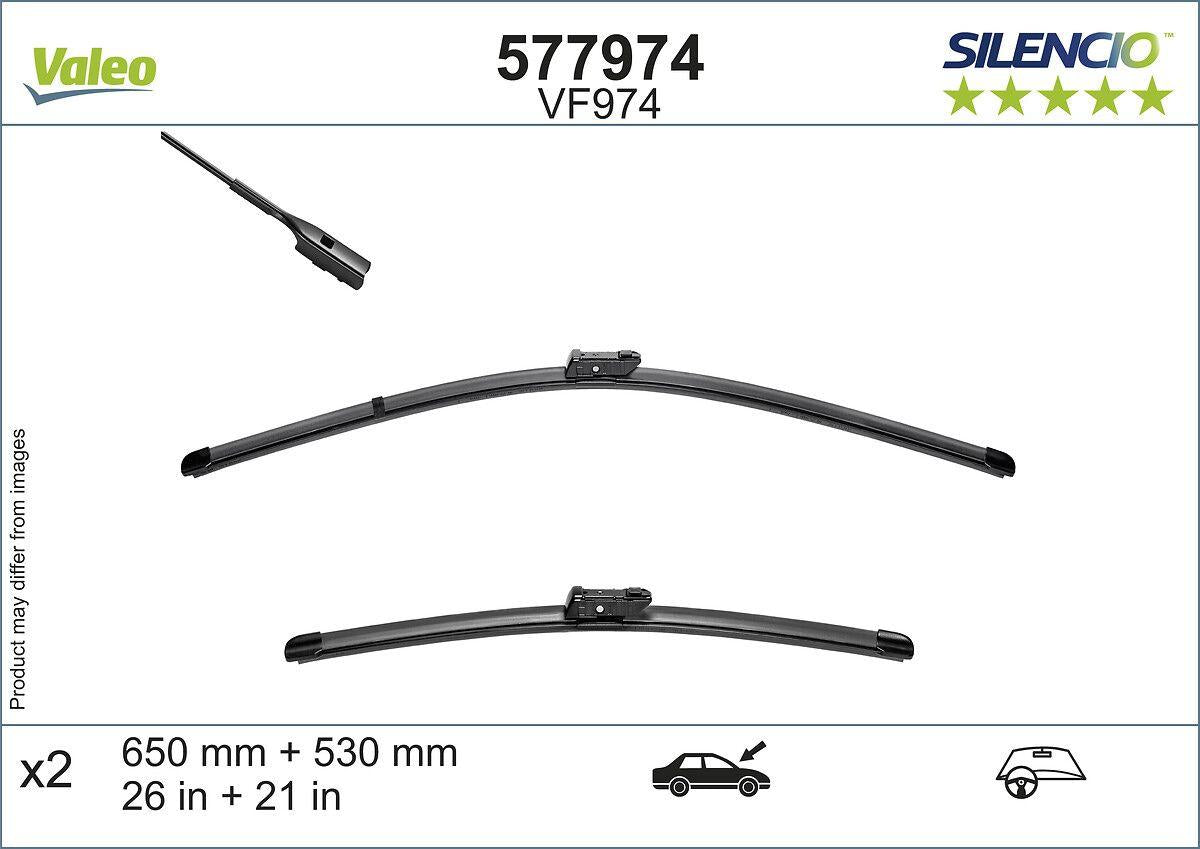 Valeo 577974 Wiper Blade Set 65 + 53Cm Porsche Cayenne (9Ya) VW Touareg (Cr7) — Wipers