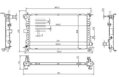 MGA 80489 Water Radiator with A/C Brazing (Ford: Focus 1.6 98-04) — Radiators & Fans