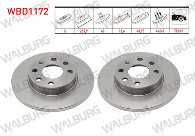 WALBURG WBD1172 Brake Disc Front Straight 4 Bjn 235, 9X12 and 2 more models — Brake Rotors & Drums