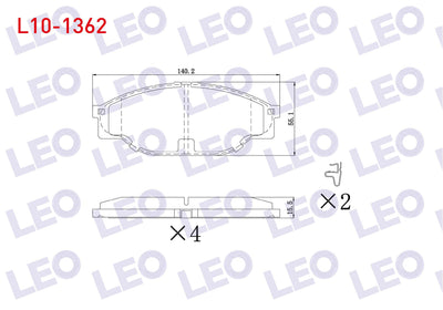 LEO L10-1362 Brake Pad Front Toyota HI-Lux Pick Up (_N_) 2.5 D-4D 1983-2005 / HI-Lux Pick Up (_N_) 2.5 2.4 D 198 — Brake Pads