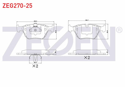 Zegen ZEG270-25 Brake Pad Front BMW 5 Series (E39) 525 D 1995-2003 / (E39) 520 i 1995-2003 / (E39) 523 i 1995-20 — Brake Pads