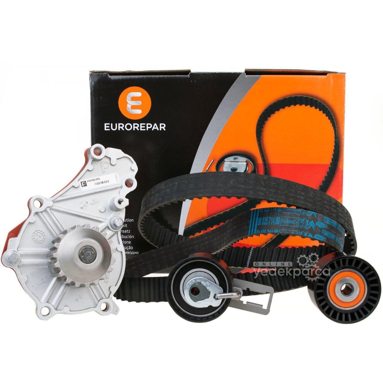 timing belt set for Ford Courier 1.5-1.6 TDCI, Eurorepar timing belt and Pierburg water pump Eurorepar Ford Courier 2012-2019 1.5-1.6 TDCI Timing Belt Set with Pierburg Water Pump Ford Courier 1.5-1.6 TDCI Timing Belt & Water Pump ford-courier, timing-belt-set, water-pump, eurorepar, pierburg, car-parts, vehicle-repair, engine-parts, tdci, ai-generated