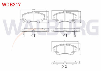 WALBURG WDB217 Brake Pad Front with Wear Indicator Honda Civic VI 1.4i 1995-2001 /Civic VI 1.5i 1995-2001 /City — Brake Pads