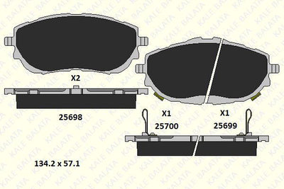 Kale 25698-187-15-ANS Front Brake Pad Toyota Corolla (2013–2019) / Auris (2012→) 1.33 – 1.6 Gasoline / 1.4 D-4D — Brake Pads