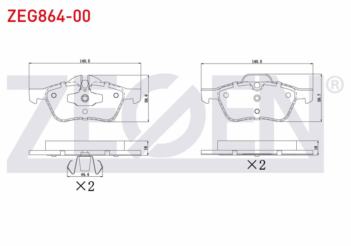 Zegen ZEG864-00 Brake Pad Front Mini (R50,R53) Cooper 1.6 2001-2006 — Brake Pads