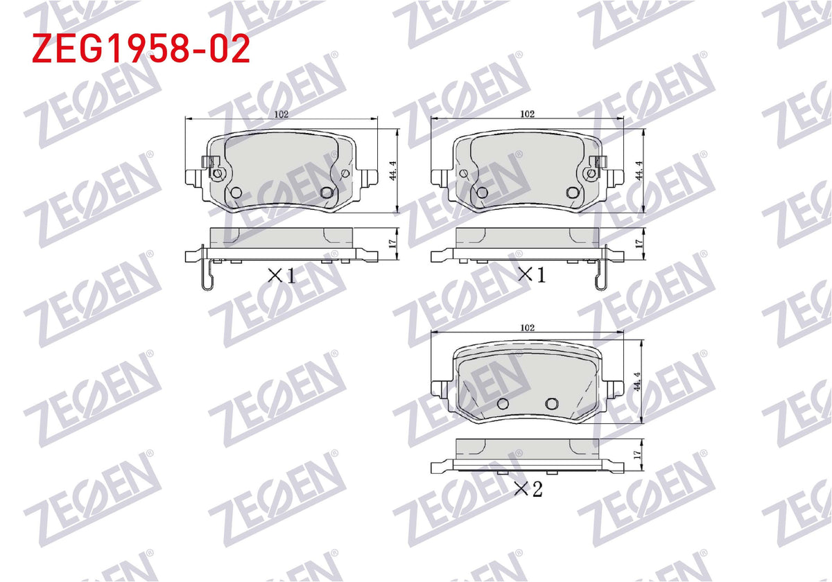 Zegen ZEG1958-02 Brake Pad Rear with Wear Indicator Hyundai Tucson IV 2020-/ Kia Sportage V 2020 — Brake Pads