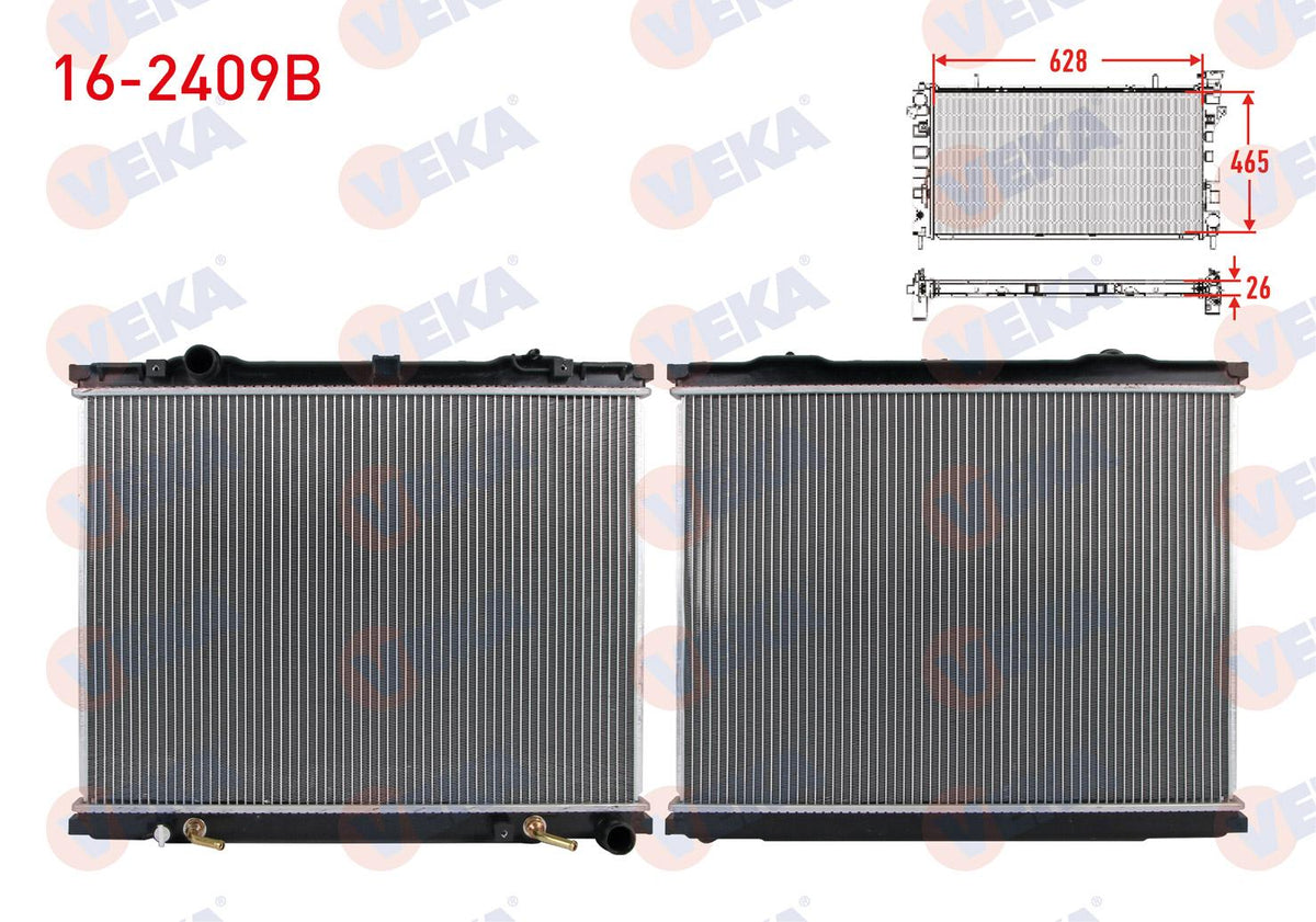 Veka 16-2409B Su Radiator Brazing Kia Sorento I (Jc) 2.5 CRDi A-T 2002-2006 — Radiators & Fans