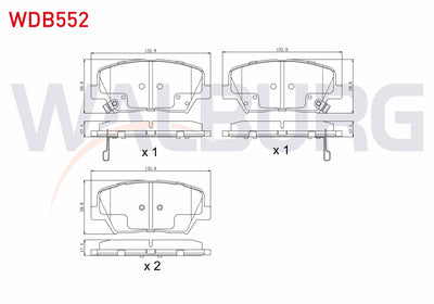 WALBURG WDB552 Brake Pad Front with Wear Indicator Hyundai Elantra 1.6 D-Cvvt 2011-2015 / Kia Cerato 1.6 CRDi 20 — Brake Pads