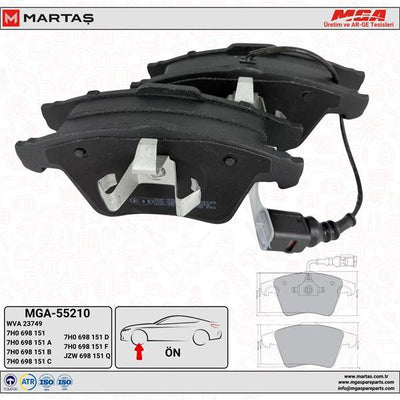 MGA 55210 Front Brake Pad-**19,50mm** (VW Transporter 03-19) — Brake Pads