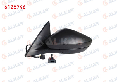 Alkar 6125746 Outer Rear View Mirror Left Electric Heated with Turn Signal Led 6 Pin Skoda Scala — Tail, Signal & Reflectors