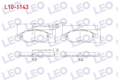 LEO L10-1143 Brake Pad Front Pair with Connector Fiat Ducato 2.3 Mjt 2006-2014 / Jumper III 2.2 HDi 2006-2014 / Boxer III 2.2 HDi 2006-2014