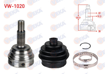 Veka VW-1020 CV Joint Left-Right Front Outer Volkswagen Polo (9N_) 1.4i 16V 22X30x51,5 Length 131 — Axles, CV Joints & Boots