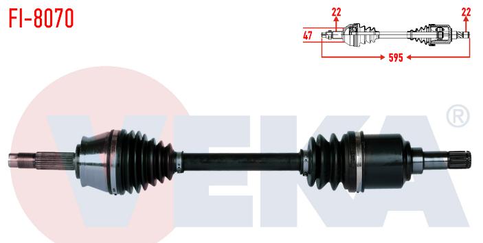 Veka Fiat Albea 1.4 Left Axle Complete — Axles, CV Joints & Boots