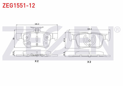 Zegen ZEG1551-12 Brake Pad Rear with Wear Indicator Ford Mondeo V 2014-/ Focus IV 2018-/ Kuga II 2014-2019 / S-Max 2015
