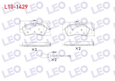 LEO L10-1429 Brake Pad with Connector Rear Ford Transit (Pair Wheel) 2.2 TDCi 17.00mm 2014 — Brake Pads