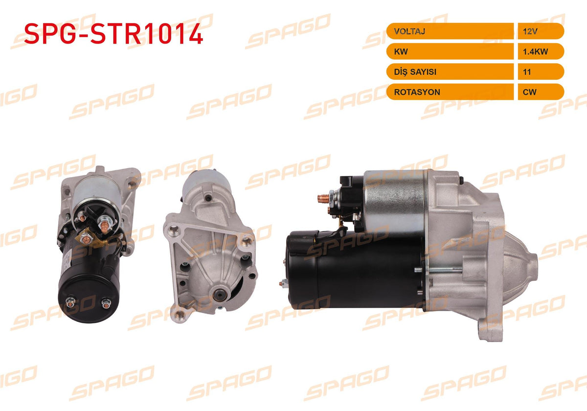 SPAGO SPG-STR1014 Starter Motor 12V 1.4Kw 11 Outer Cw (Str3050) Renault Megane I 96-03-Kangoo 97-03-Cli — Starting & Charging