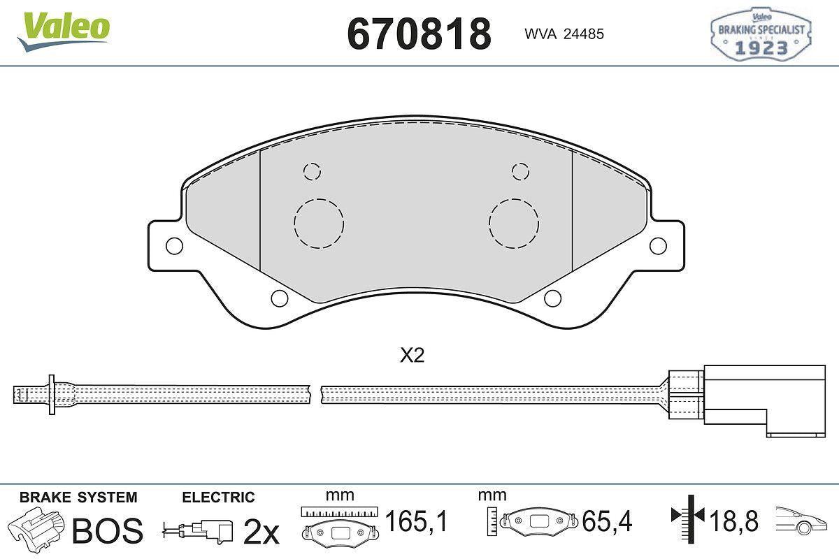 Valeo 670818 Brake Pad Front Transit V347 2.2.3 2.4 TDCi Front.Cek — Brake Pads