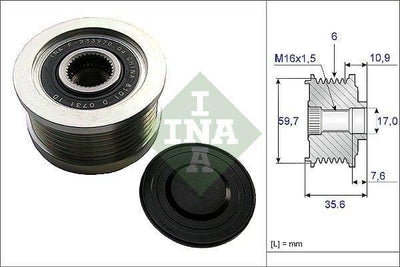 INA Alternator Pulley 535004610 - Compatible with Santa Fe, Tucson, & Sportage — Starting & Charging